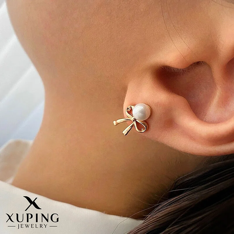 گوشواره میخی پاپیونی با مروارید پرورشی ژوپینگ، ظرافت در اوج زیبایی