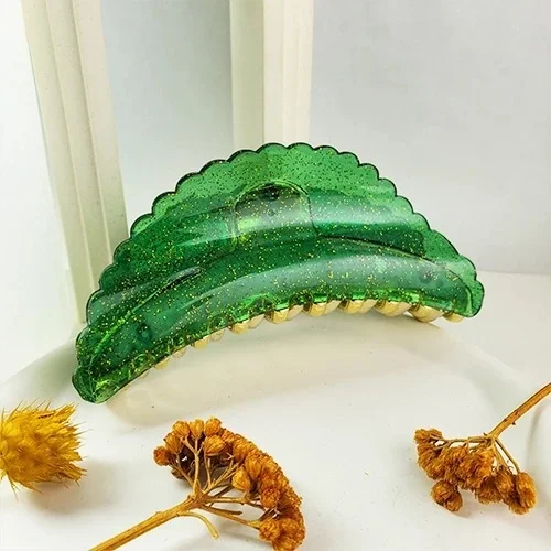 گلیپس زنانه اکلیکی نیمه شفاف طرح هلالی دندانه طلایی