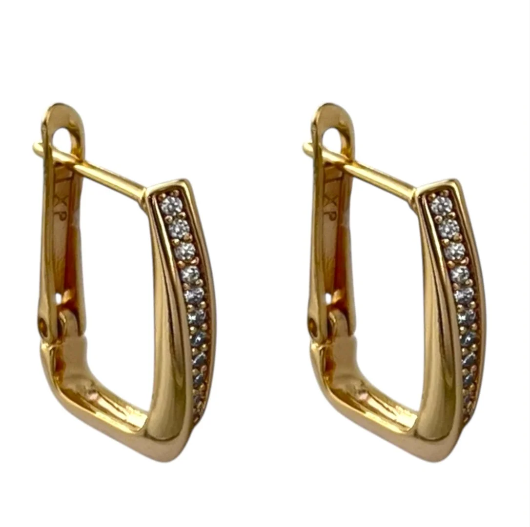 گوشواره زنانه طرح طلا مستطیلی نگیندار برند ژوپینگ