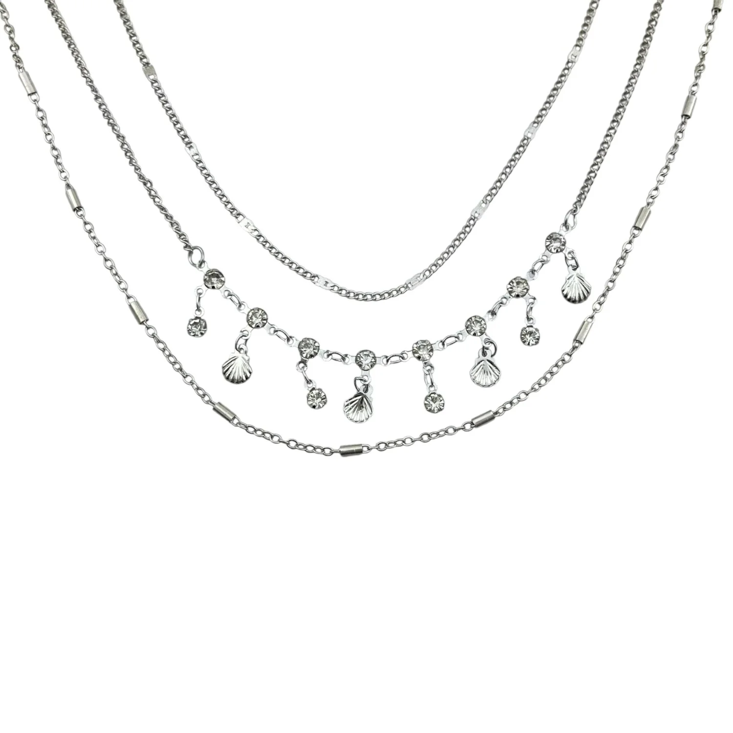 گردنبند زنانه سه لاین آویز صدف