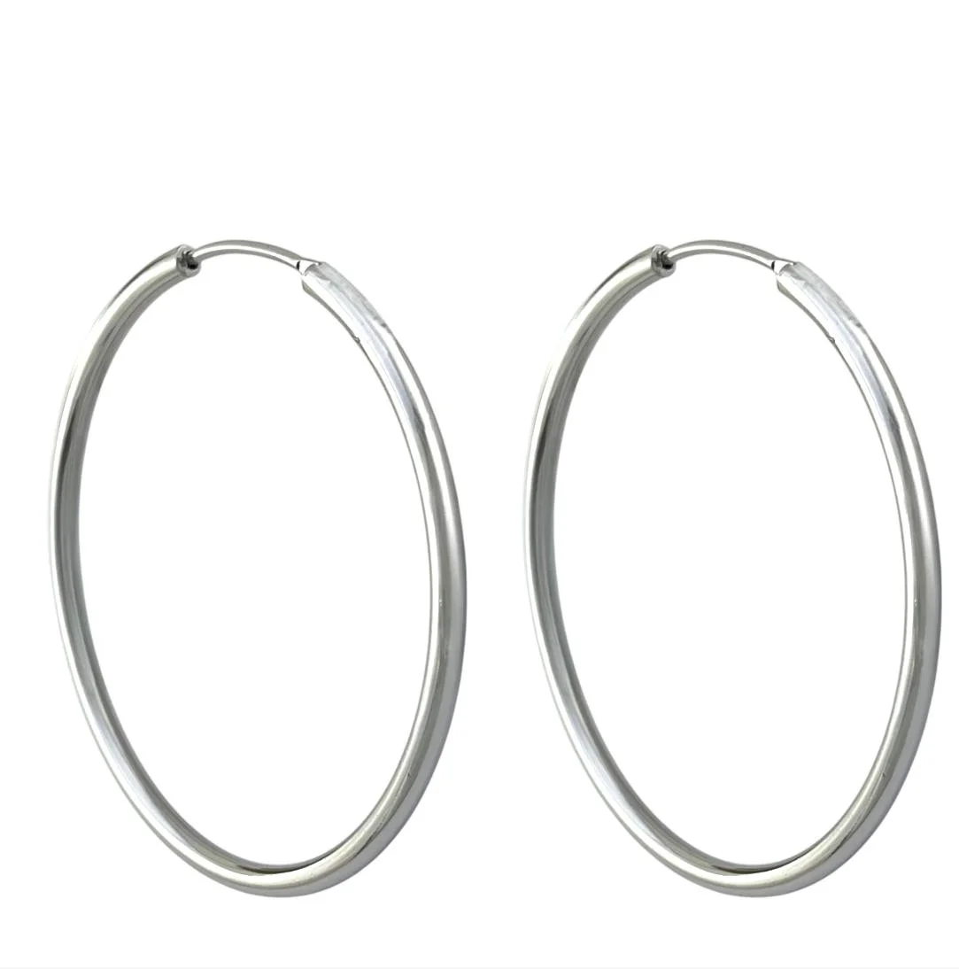 گوشواره حلقه‌ای زنانه ژوپینگ مدل نِووِل استایل مینیمال نقره‌ای