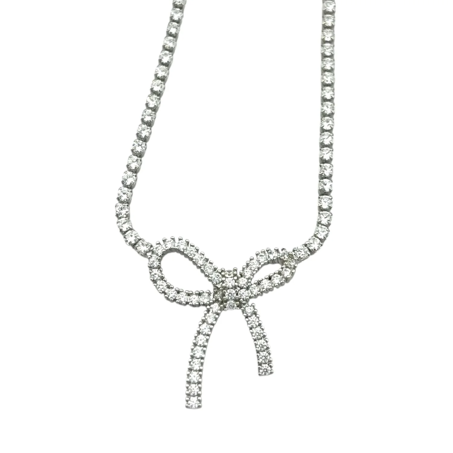 گردنبند زنانه شیک با طرح پاپیون نگین‌دار