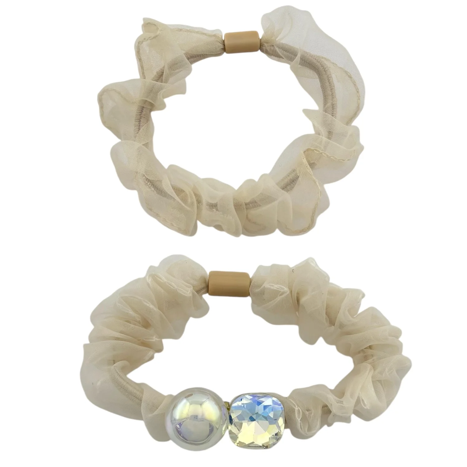 کش موی زنانه با طراحی ارگانزا و نگین‌های درخشان