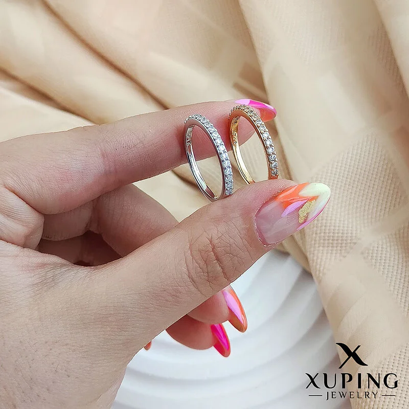 رینگ ظریف نیم نگین ژوپینگ با طراحی چشم نواز و دو رنگ