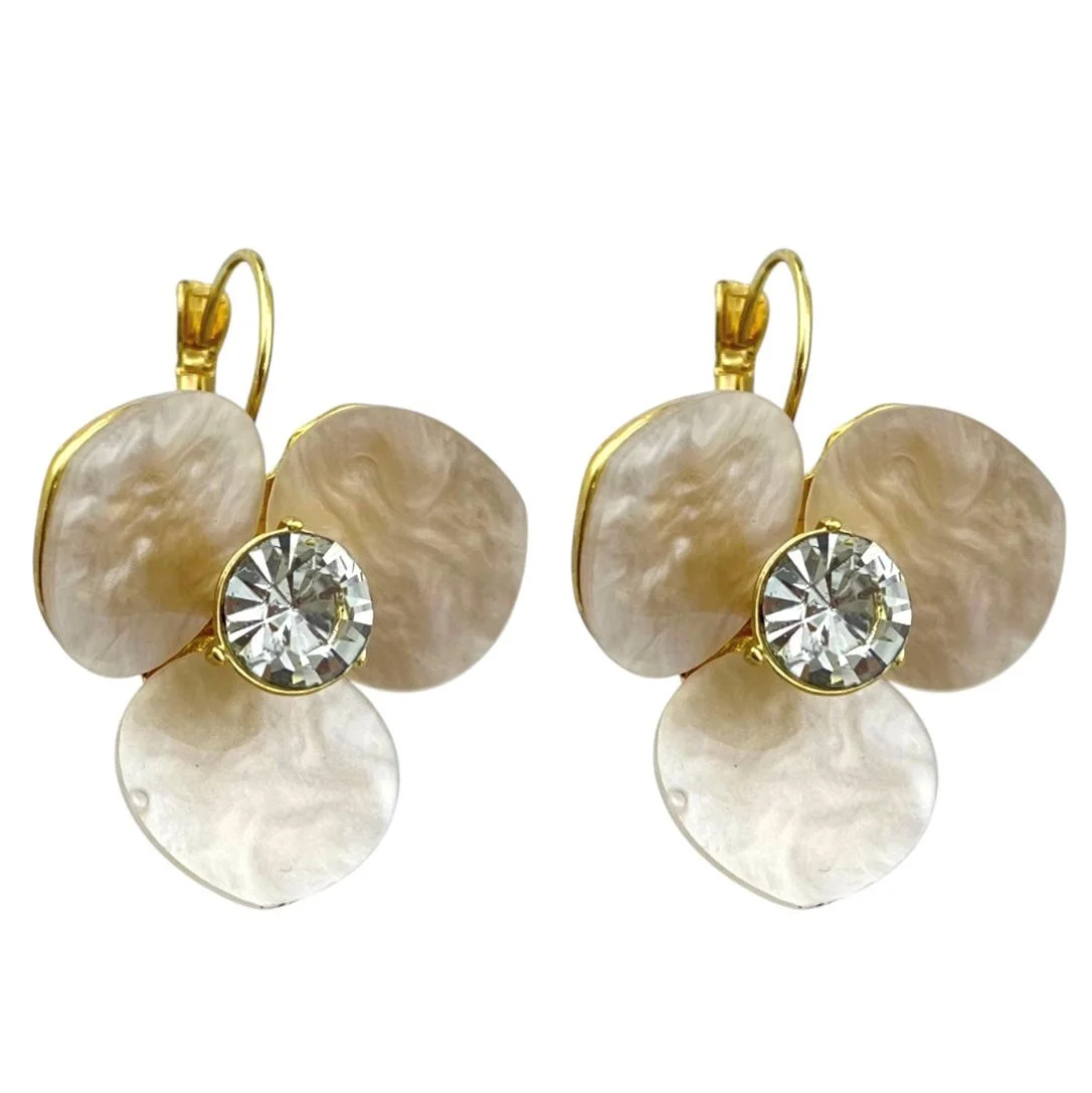 گوشواره زنانه طرح گل با نگین درخشان