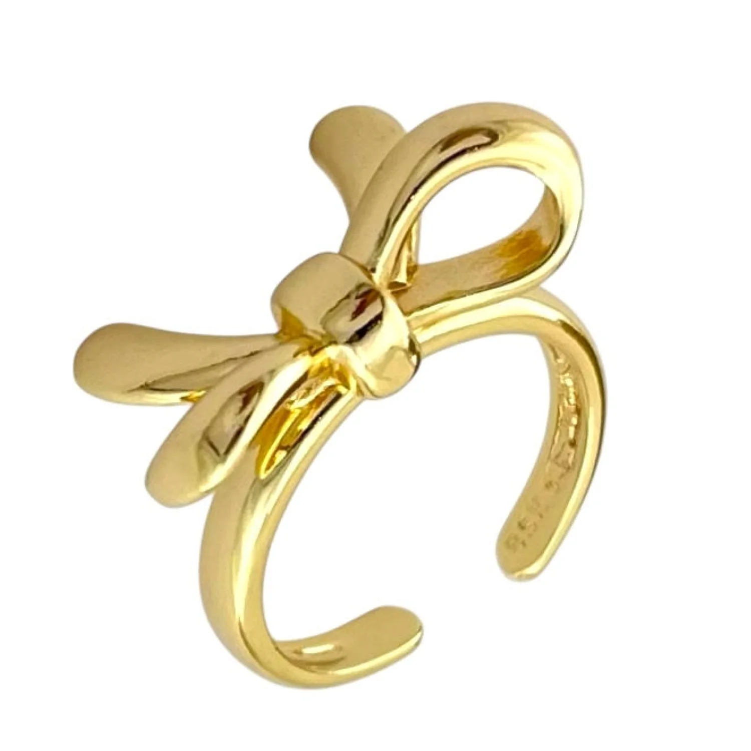 انگشتر زنانه با طرح مینیمال پاپیون طلایی رنگ