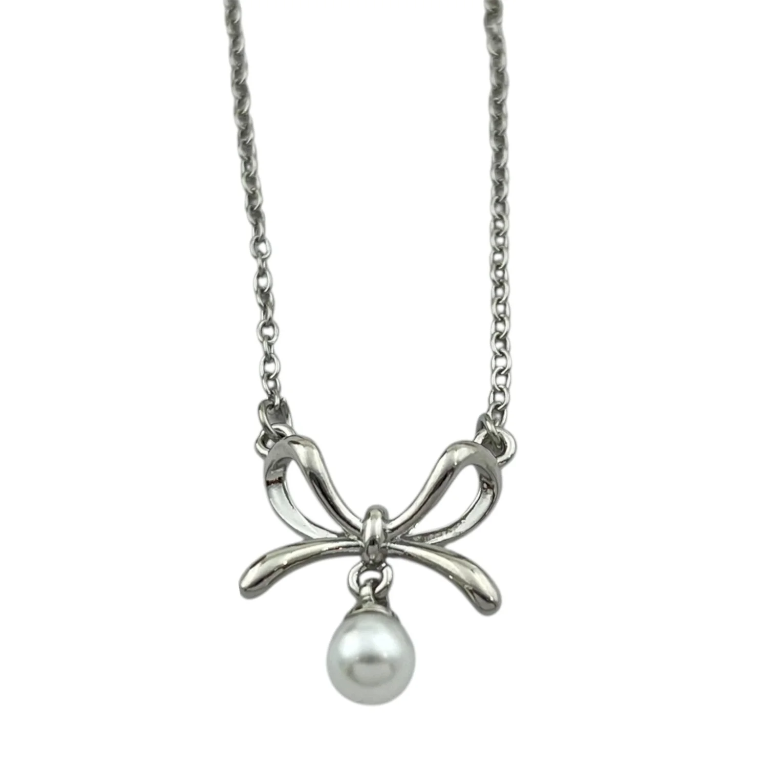 گردنبند زنانه طرح پاپیون با آویز مروارید شیک