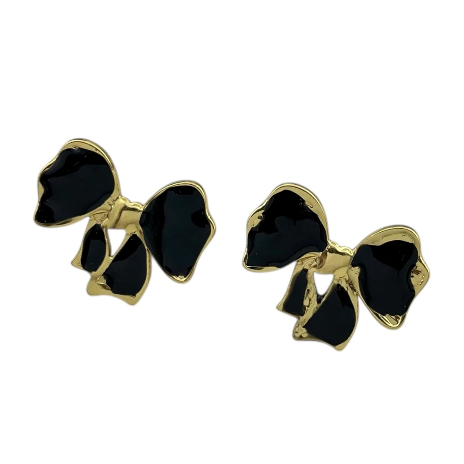 گوشواره زنانه طرح پاپیون با میناکاری مشکی، شیک و خاص