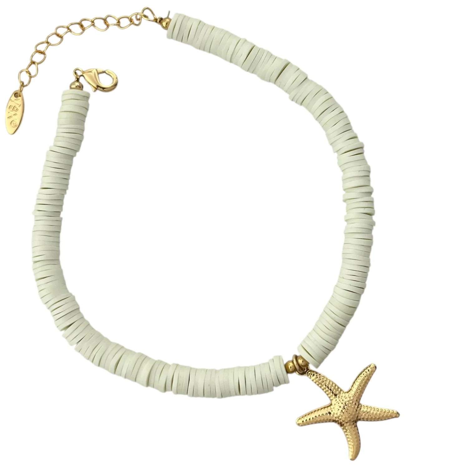 پابند زنانه با طرح ستاره دریایی و مهره های سفید