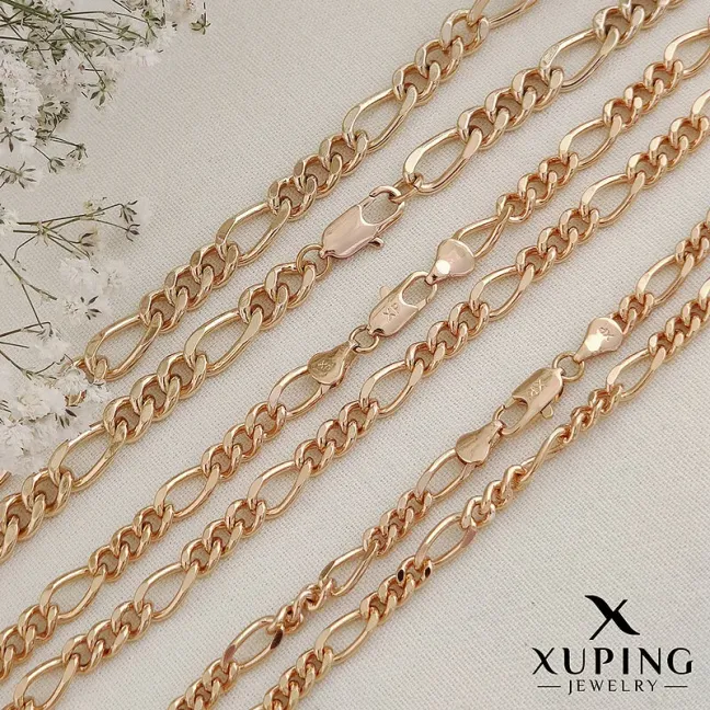 زنجیر فیگارو دامله با روکش طلا ژوپینگ در سه سایز مختلف