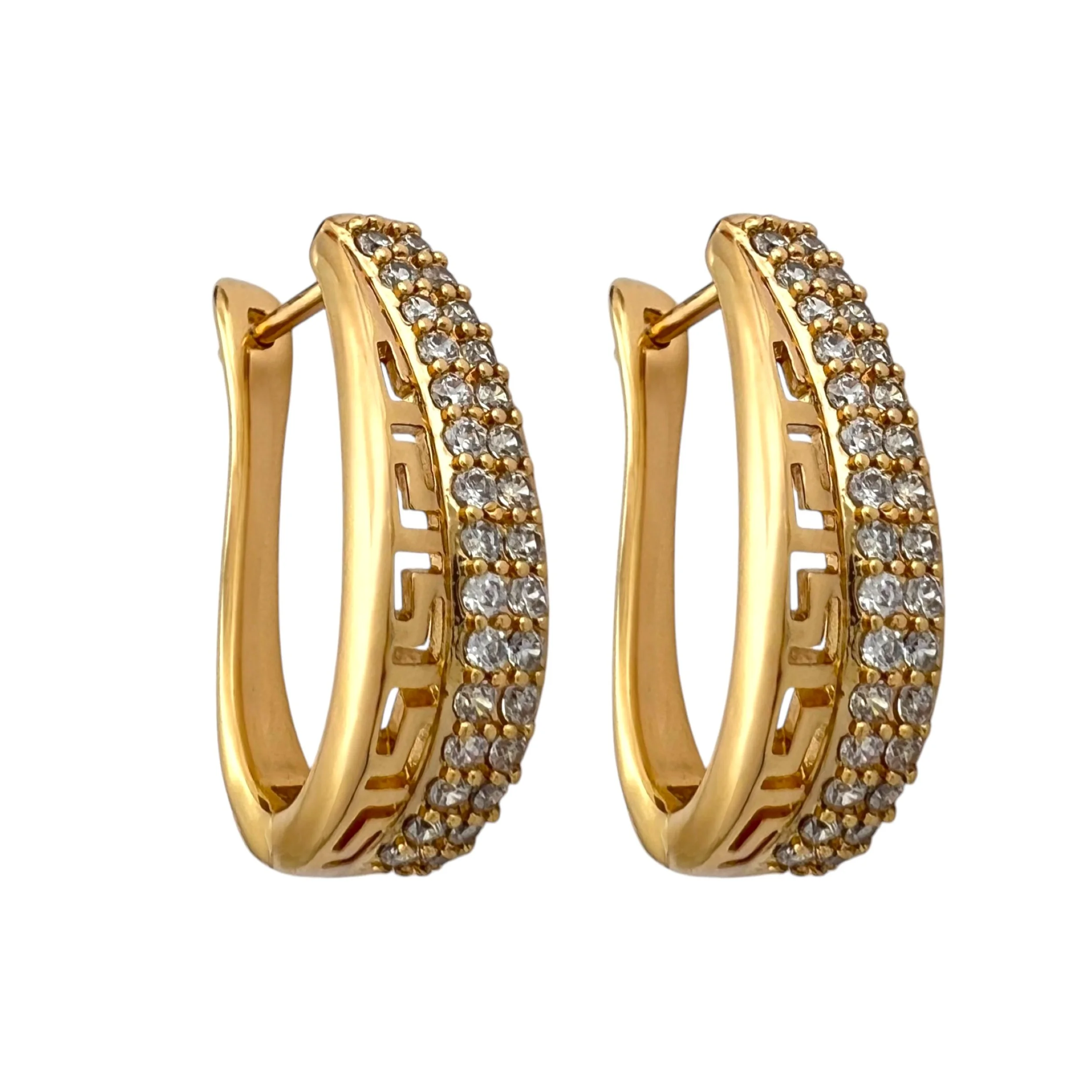 گوشواره زنانه حلقه ای طرح کلیپسی نگین دار ژوپینگ