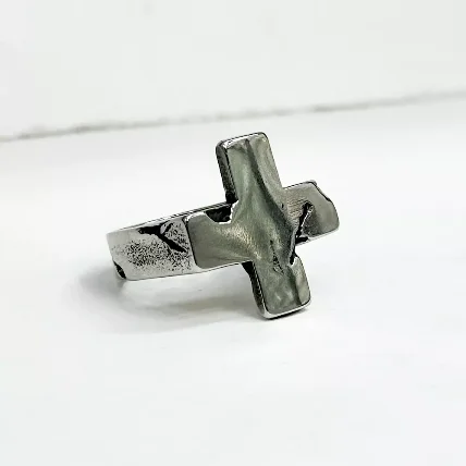 انگشتر مردانه صلیب استیل، طرح آرکا المنتای شیک