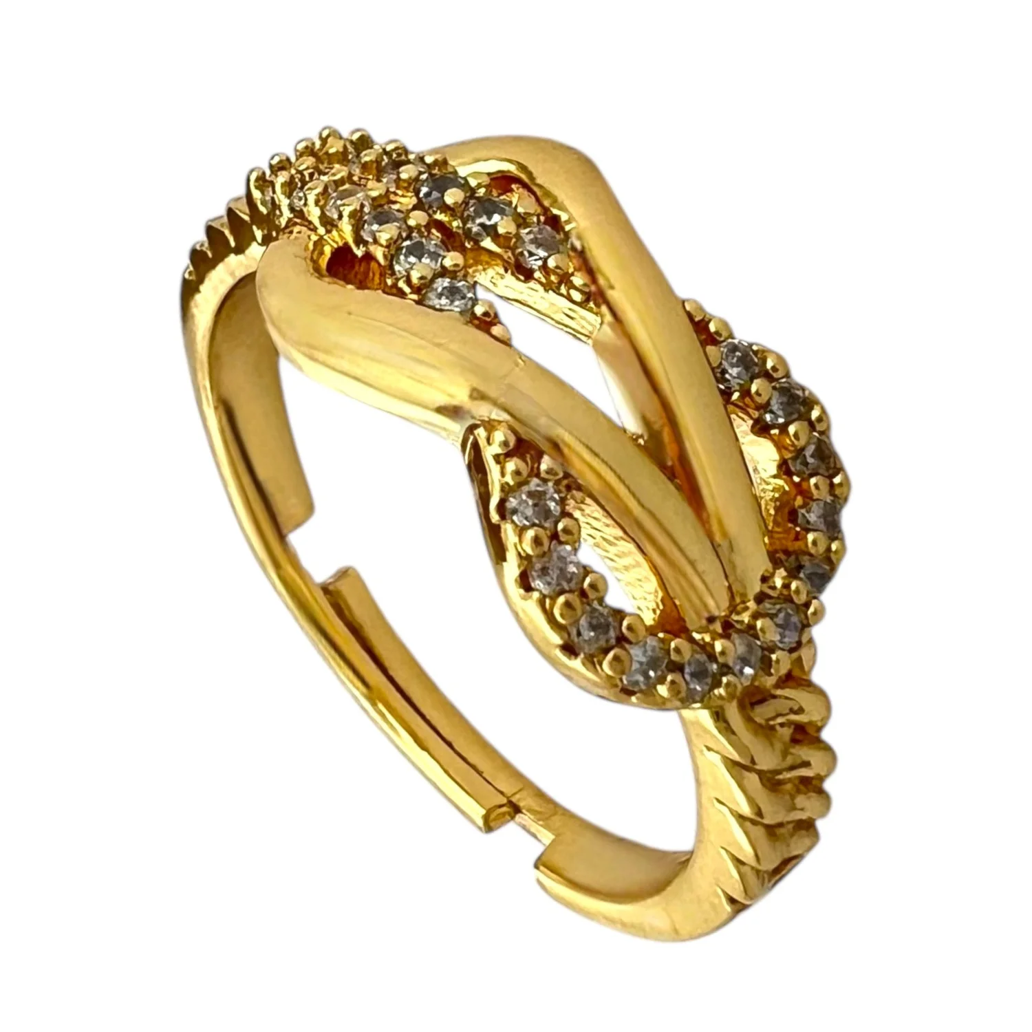 انگشتر زنانه طرح جواهری با مدل گره ای شیک و مجلسی