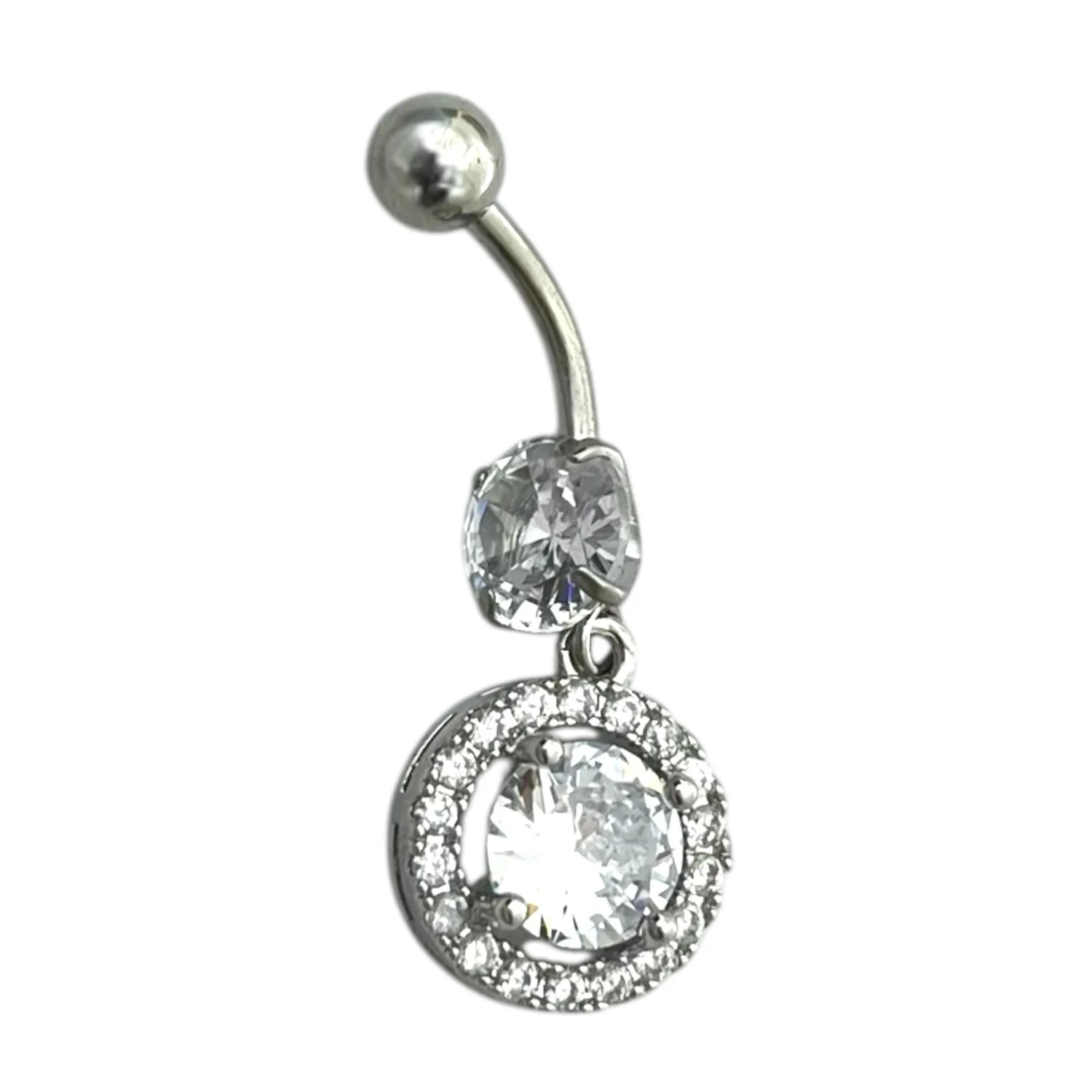 پیرسینگ ناف استیل زنانه مدل نگین دار درخشان