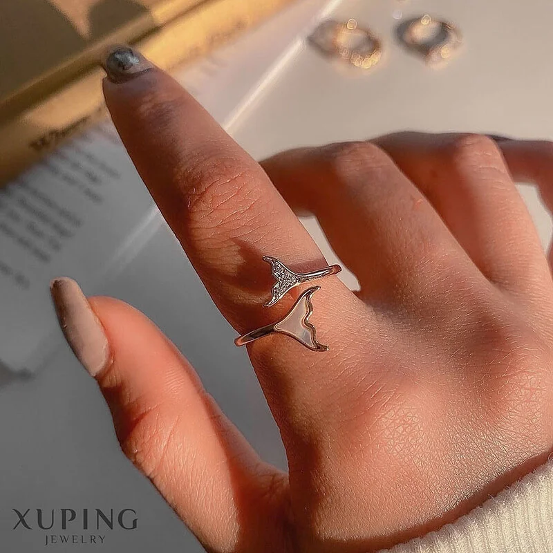 انگشتر طرح دم وال صدفی با روکش طلایی ژوپینگ