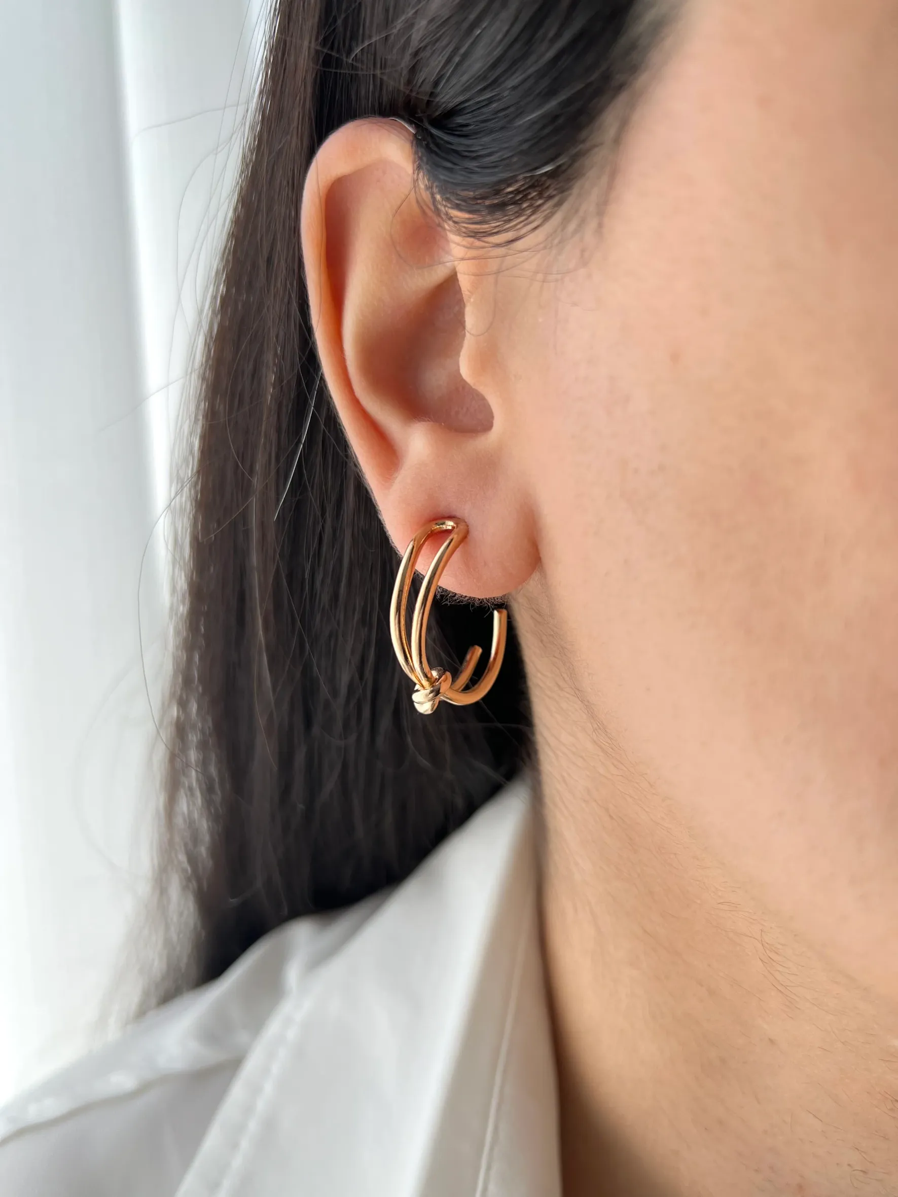 گوشواره حلقه ای ژوپینگ مدل گره ای با طراحی خاص و شیک