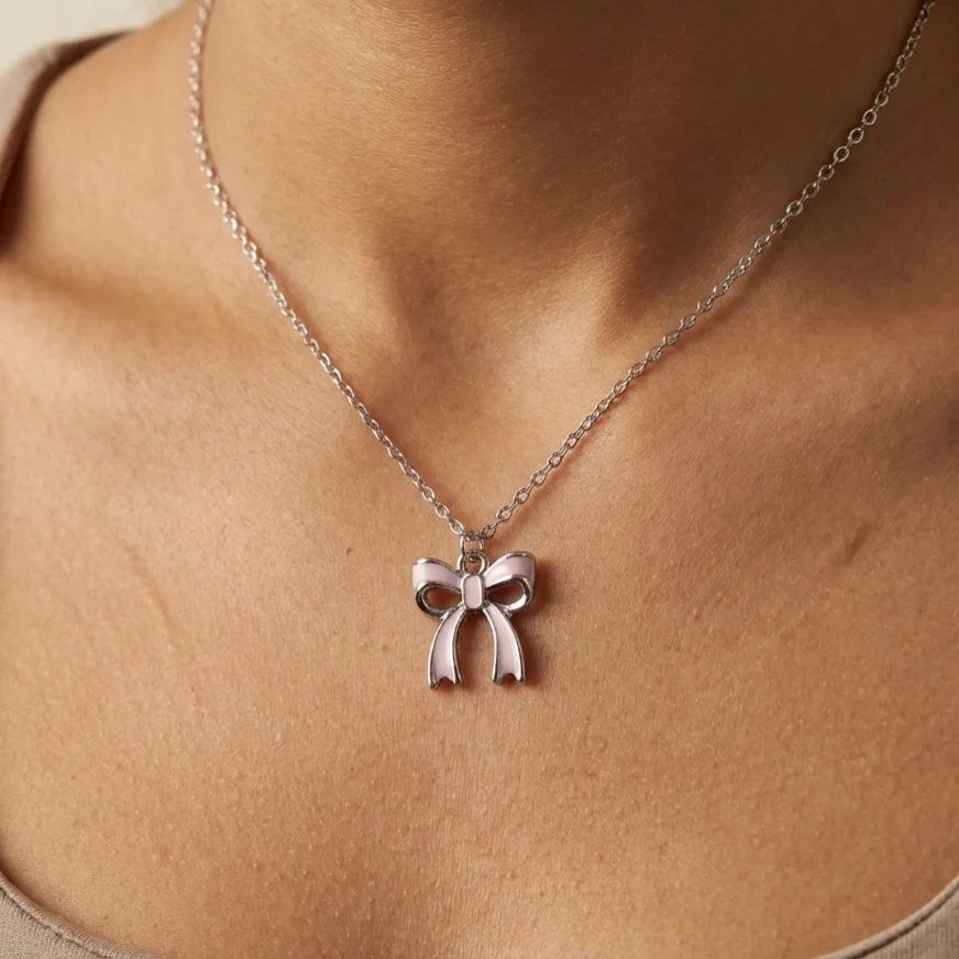 گردنبند فانتزی دخترانه استیل طرح روبان