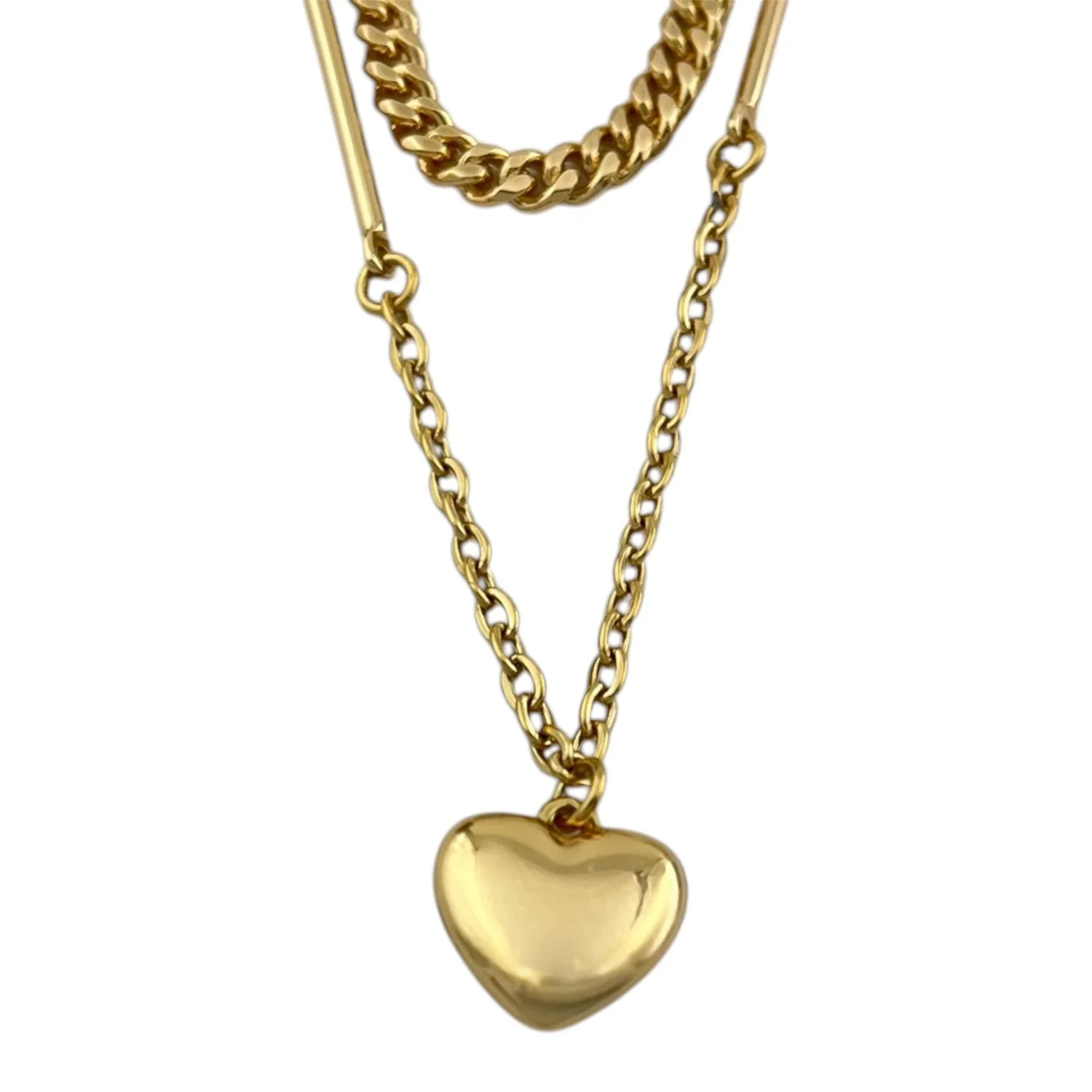 گردنبند زنانه طرح قلب دو ردیفه شیک و جذاب