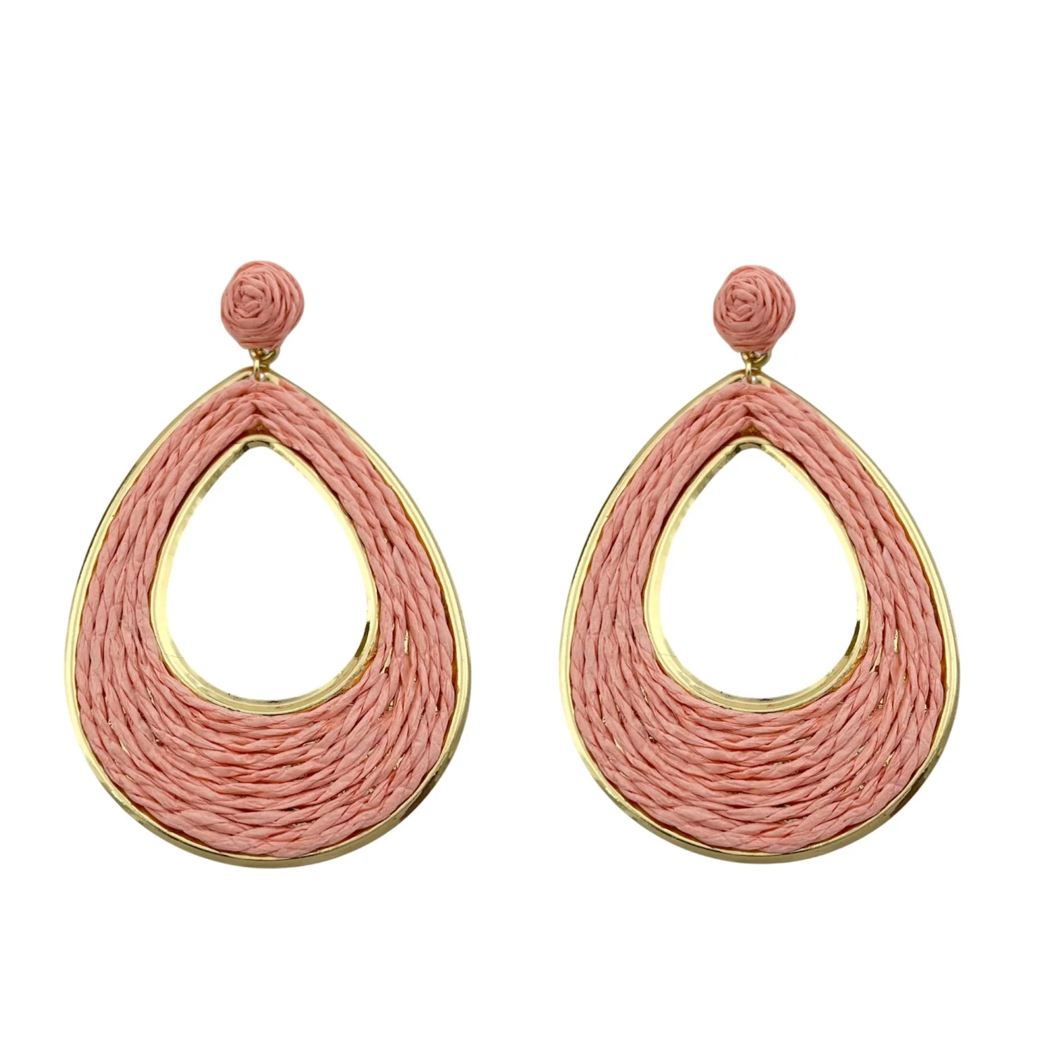 گوشواره زنانه طرح اشک با رنگ صورتی دلنشین