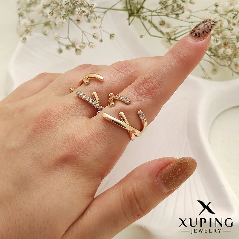 انگشتر زنانه طرح خاص نگین دار ژوپینگ با روکش طلایی