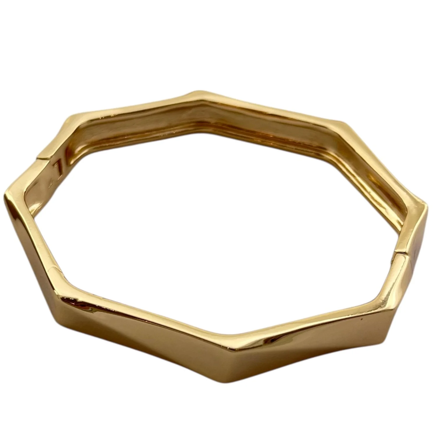 دستبند زنانه بنگل با طرح چند ضلعی زیبا و رنگ طلایی