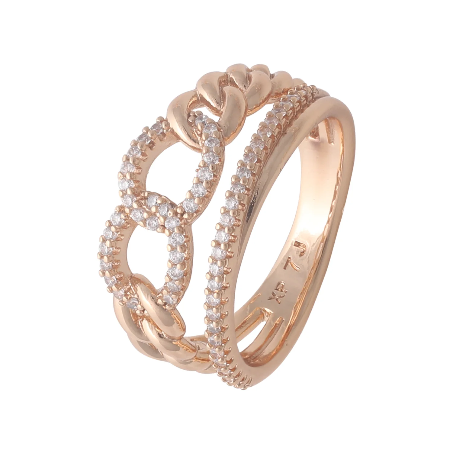 انگشتر زنانه طرح زنجیری با نگین‌های ظریف 