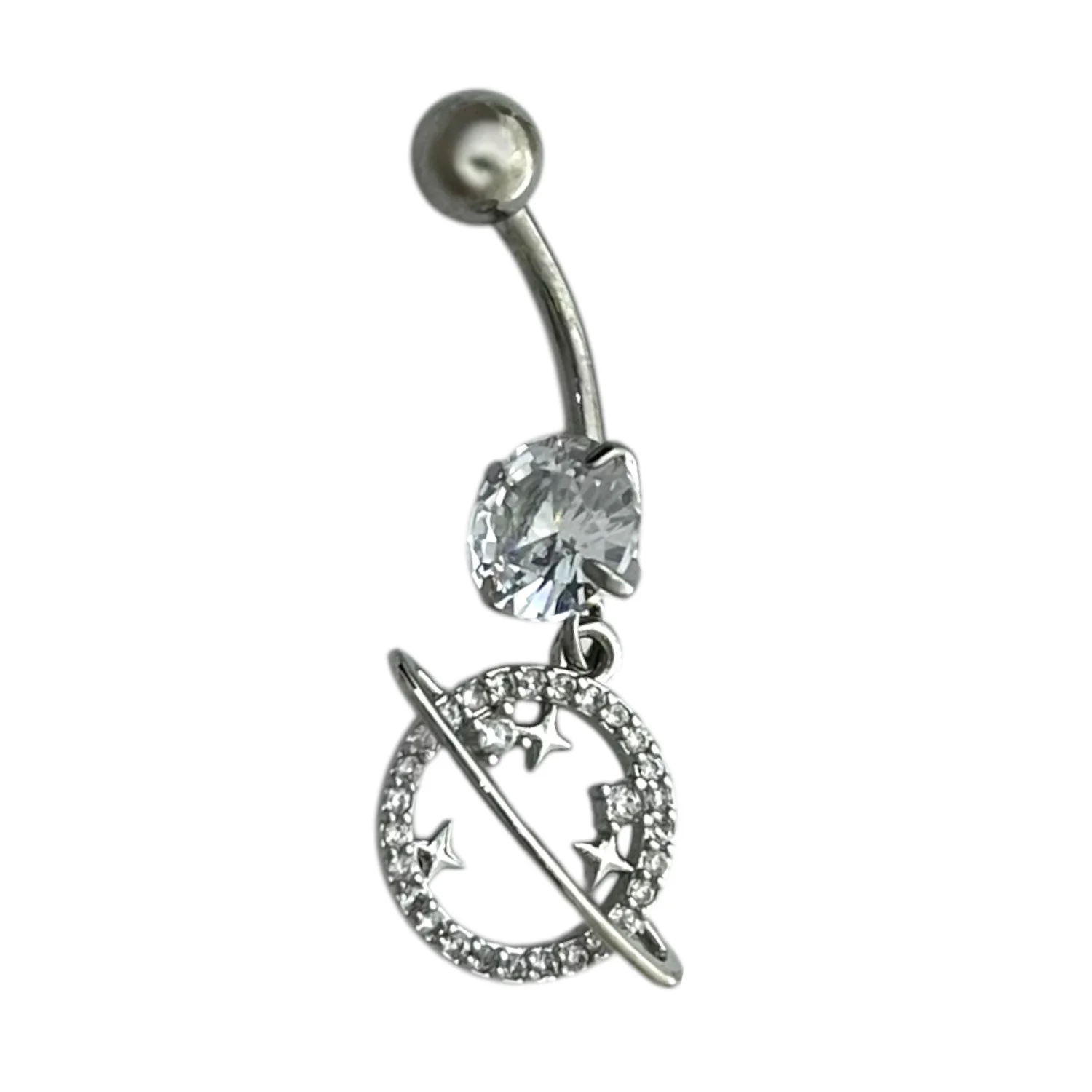 پیرسینگ ناف استیل طرح سیاره نگیندار