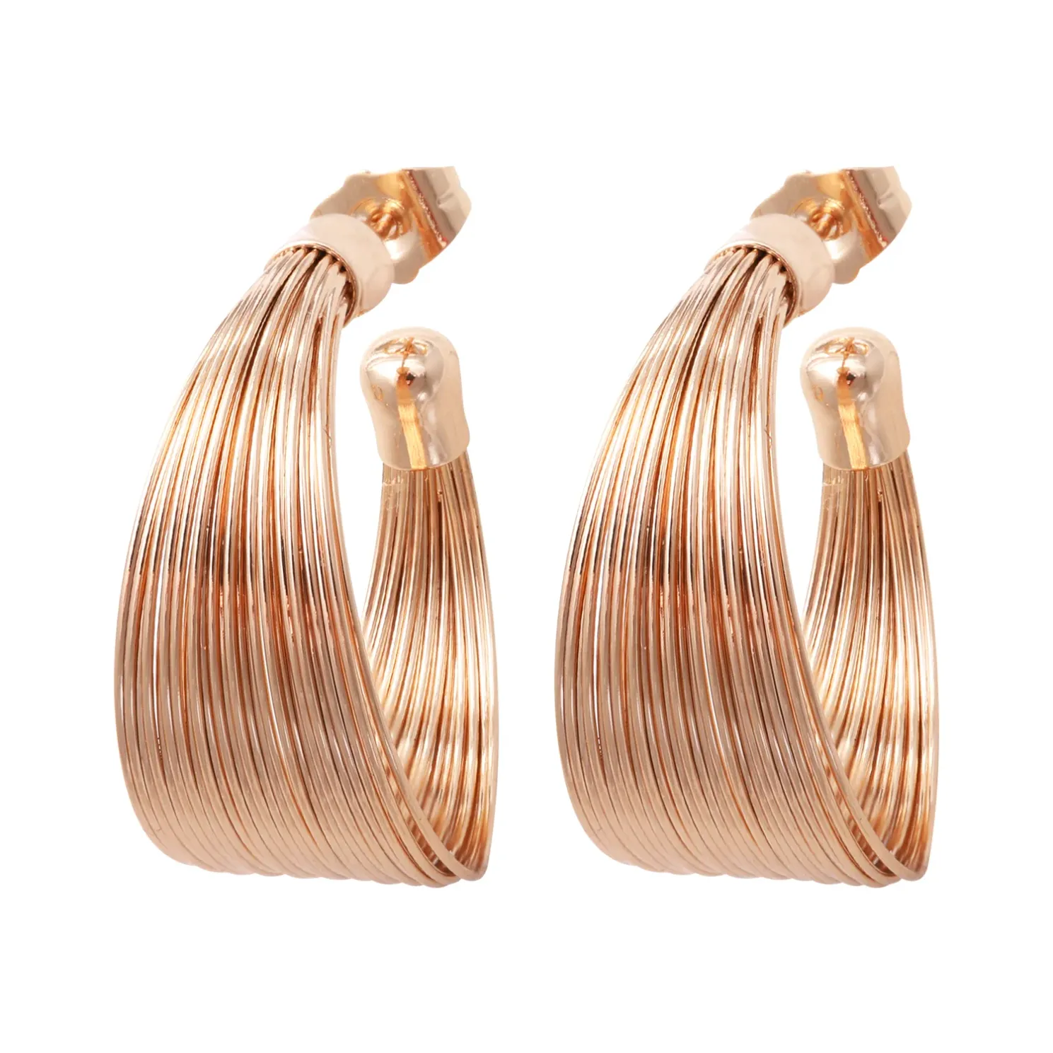 گوشواره حلقه ای زنانه ژوپینگ با طراحی خاص و بافت سیمی