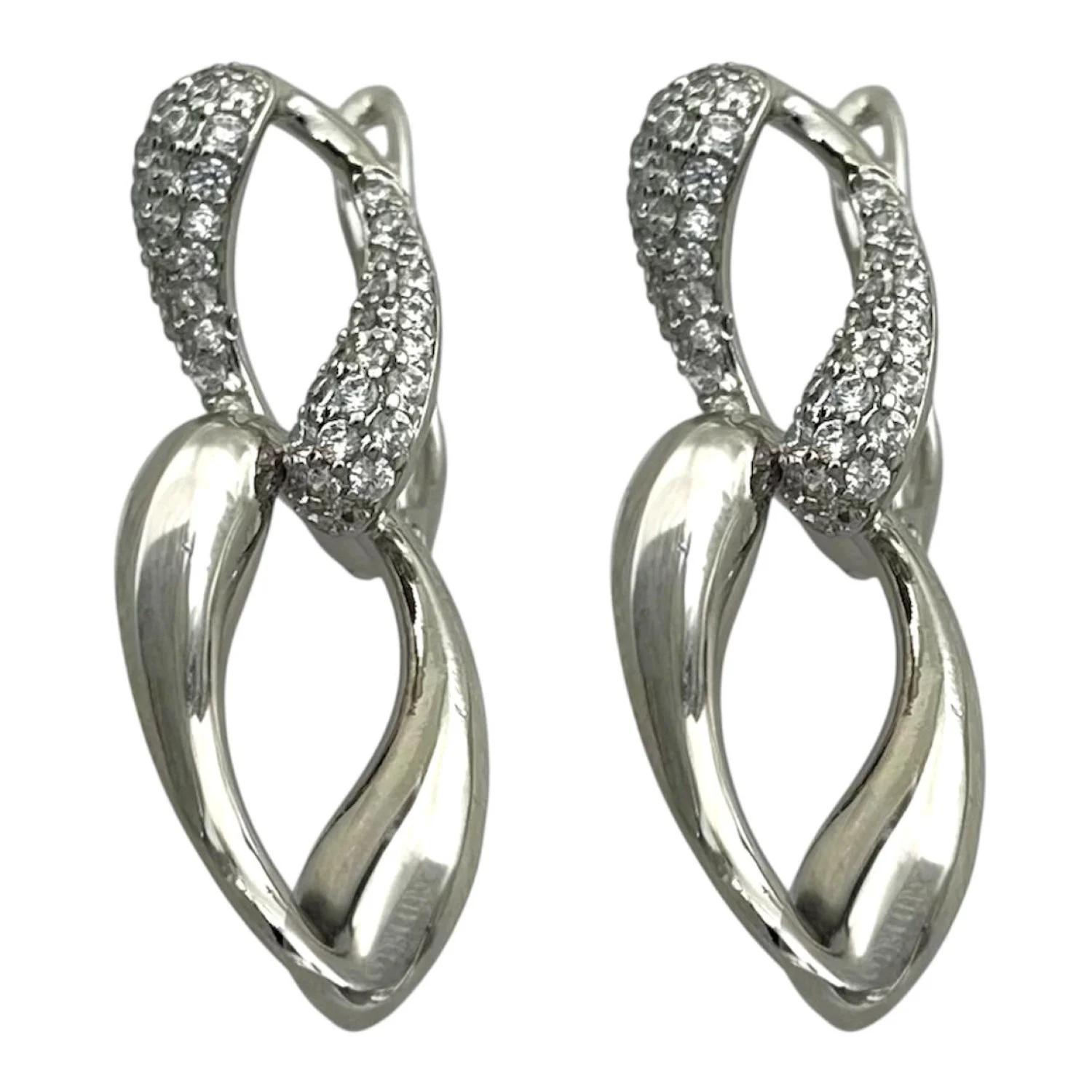 گوشواره زنانه طرح جواهری با روکش رادیوم ژوپینگ