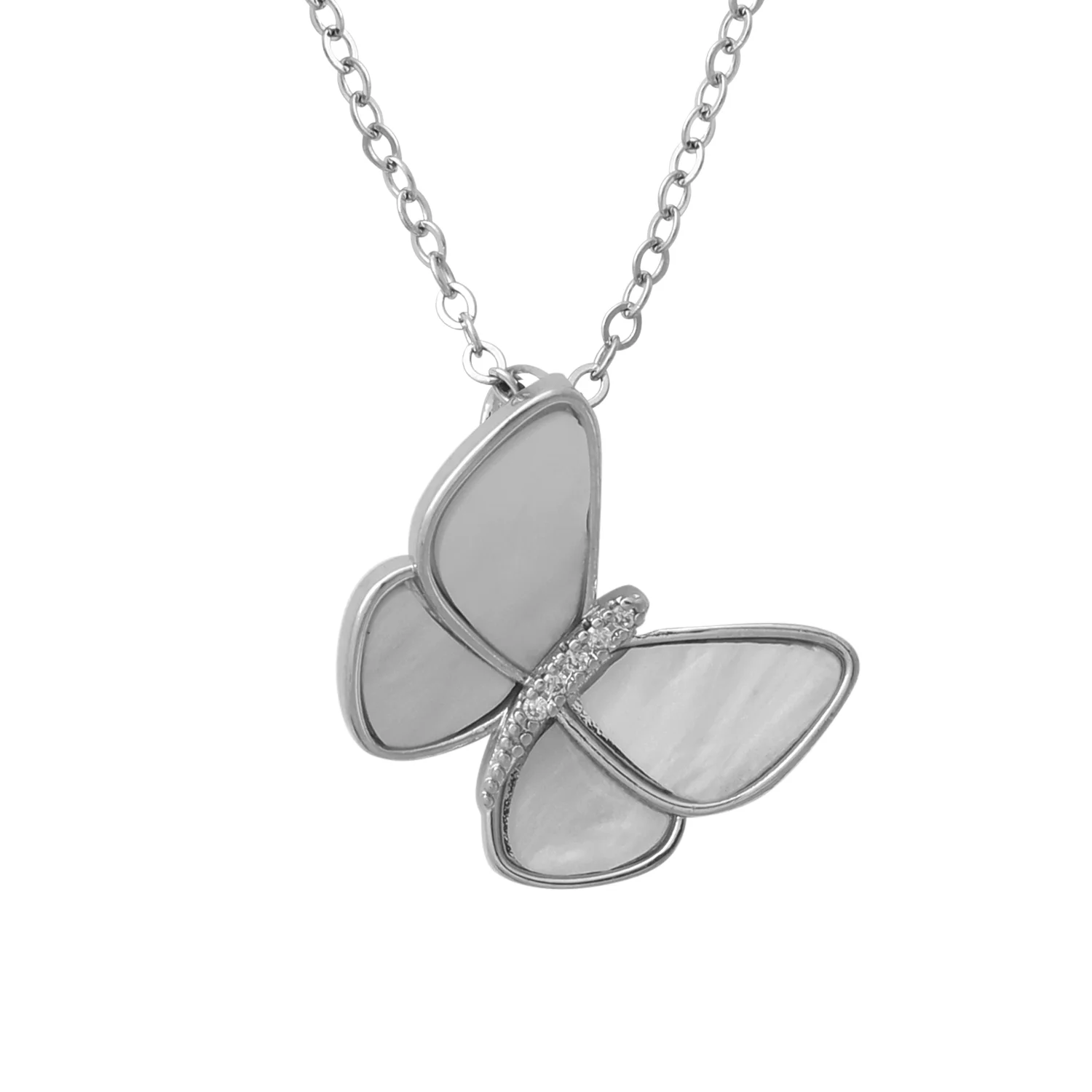 گردنبند زنانه با آویز پروانه ظریف و نگین‌دار