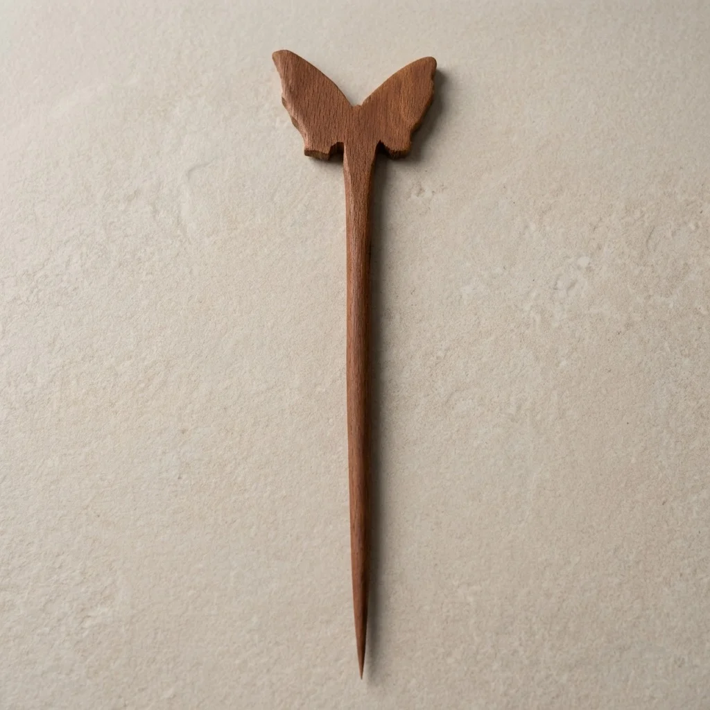 کانزاشی مو زنانه چوبی طرح پروانه مدل لیورا