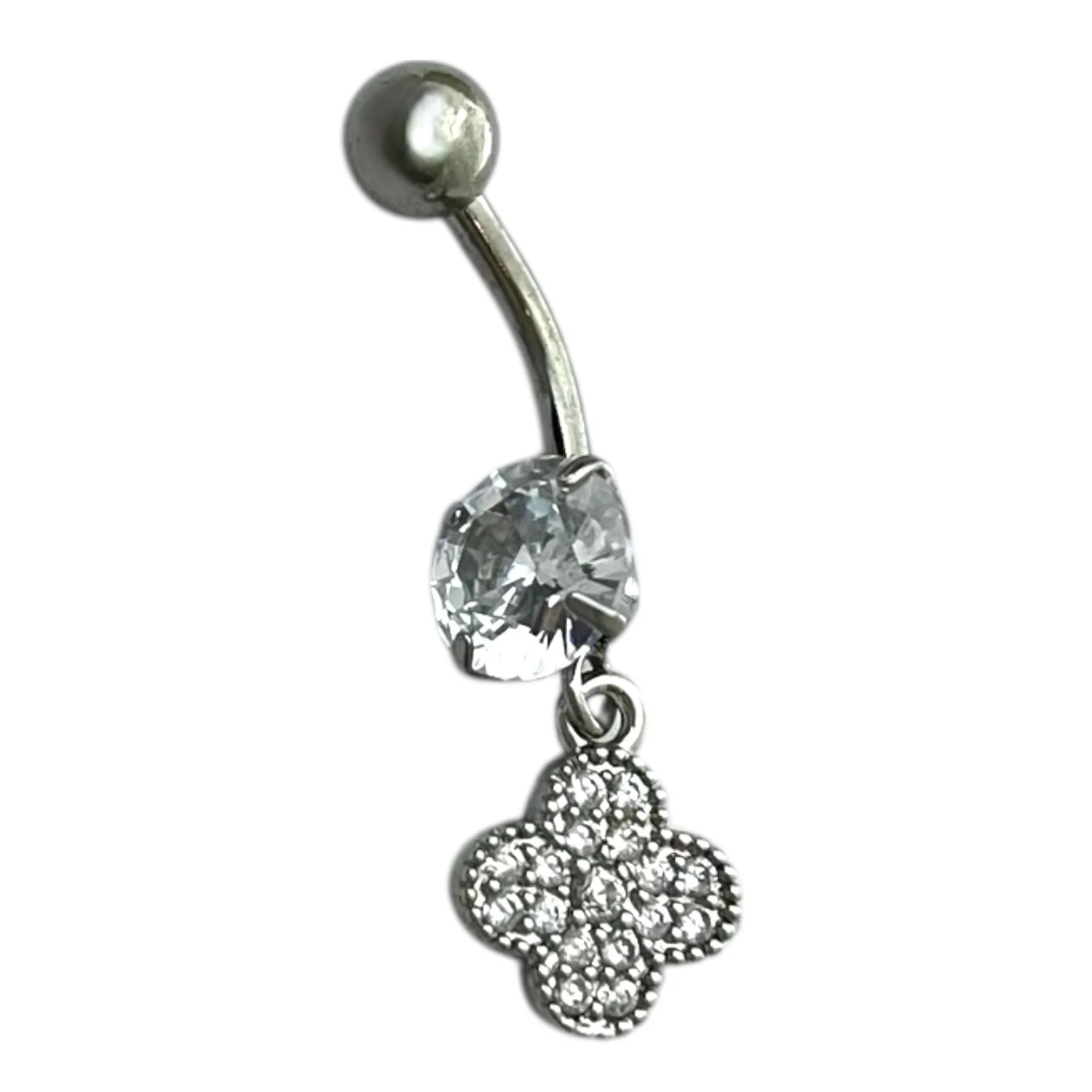 پیرسینگ ناف استیل آویز طرح شبدر