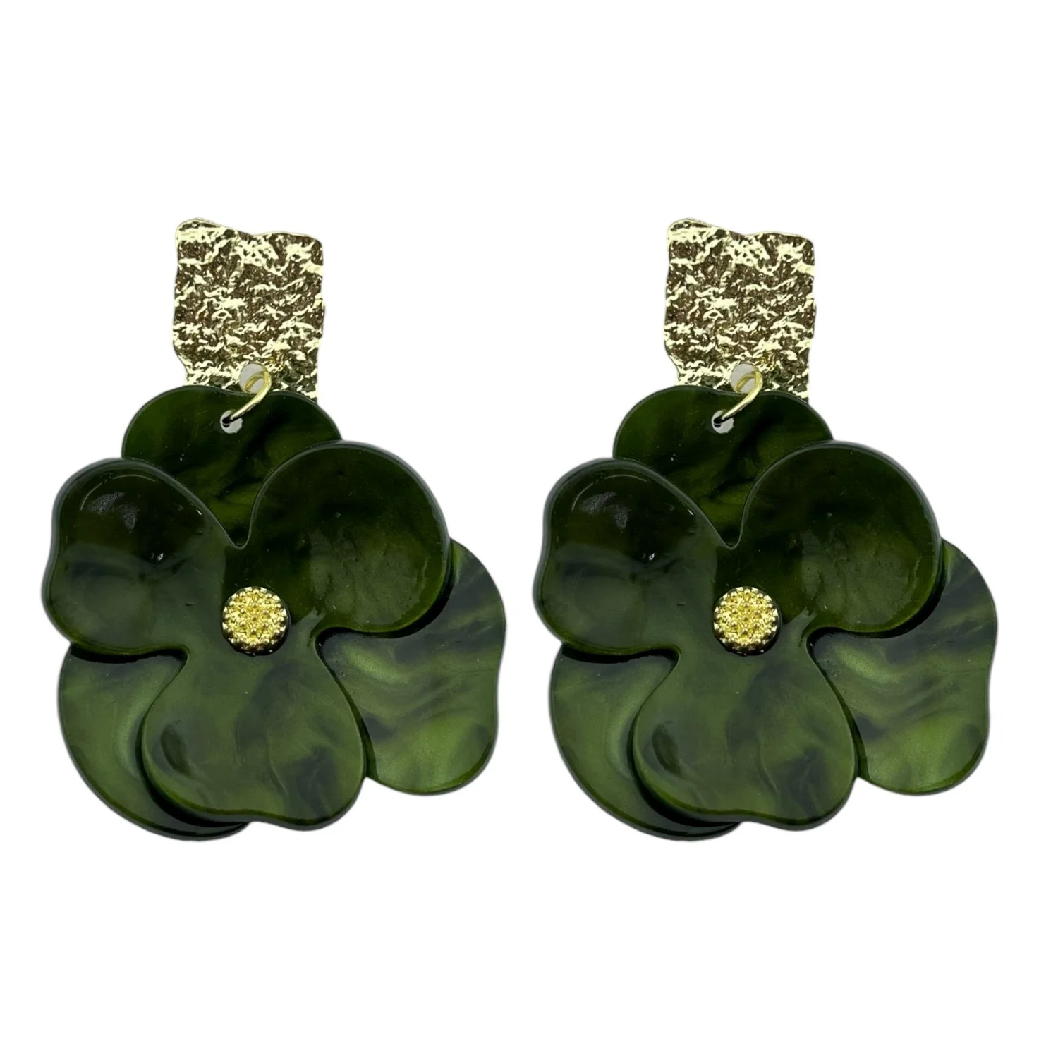 گوشواره زنانه طرح گل سبز زمردی - ظرافت در عین سادگی