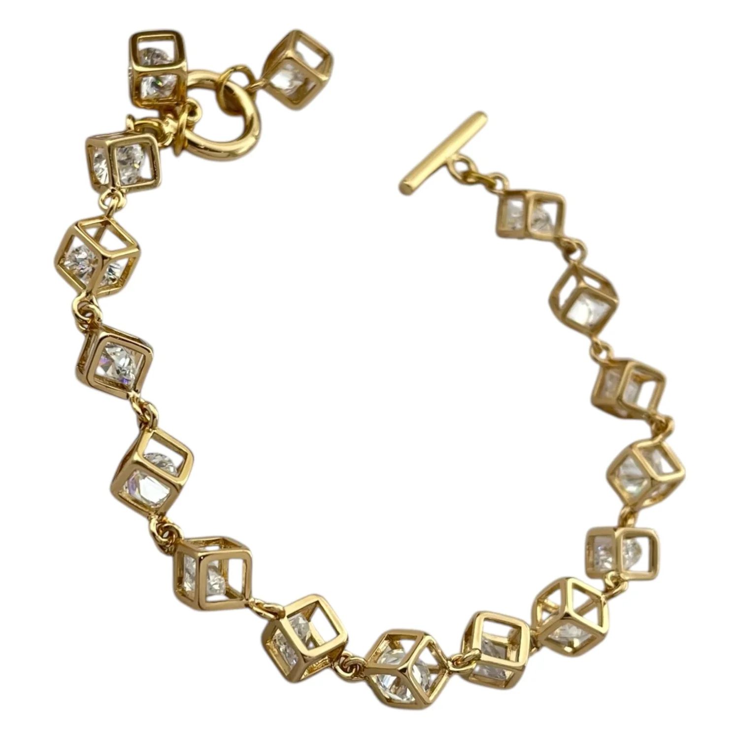 دستبند زنانه مکعبی با نگین‌های ظریف ژوپینگ