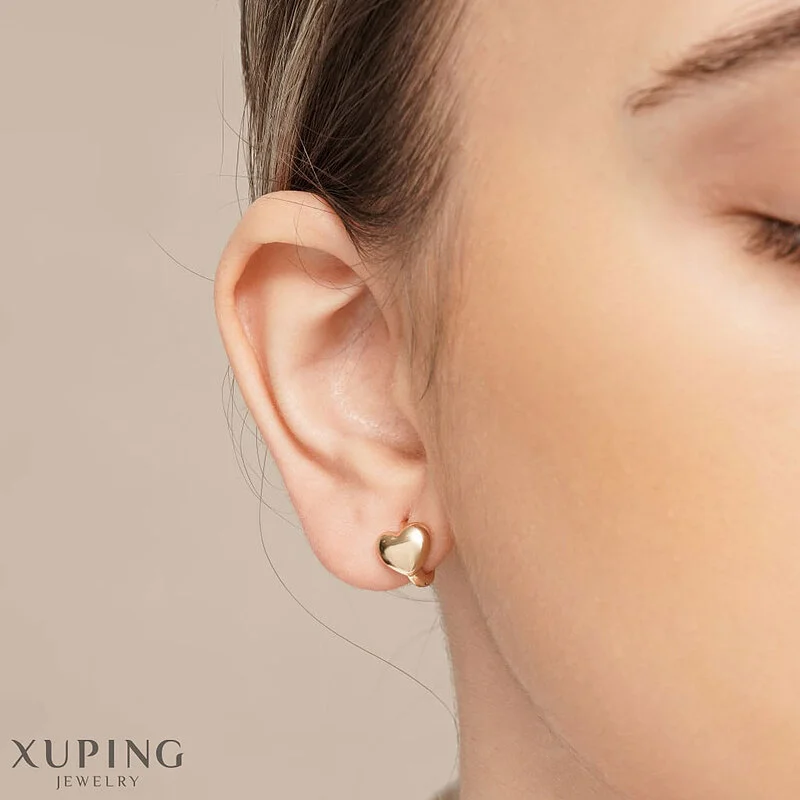 گوشواره قلبی ظریف با روکش طلا، طراحی مینیمال و جذاب ژوپینگ