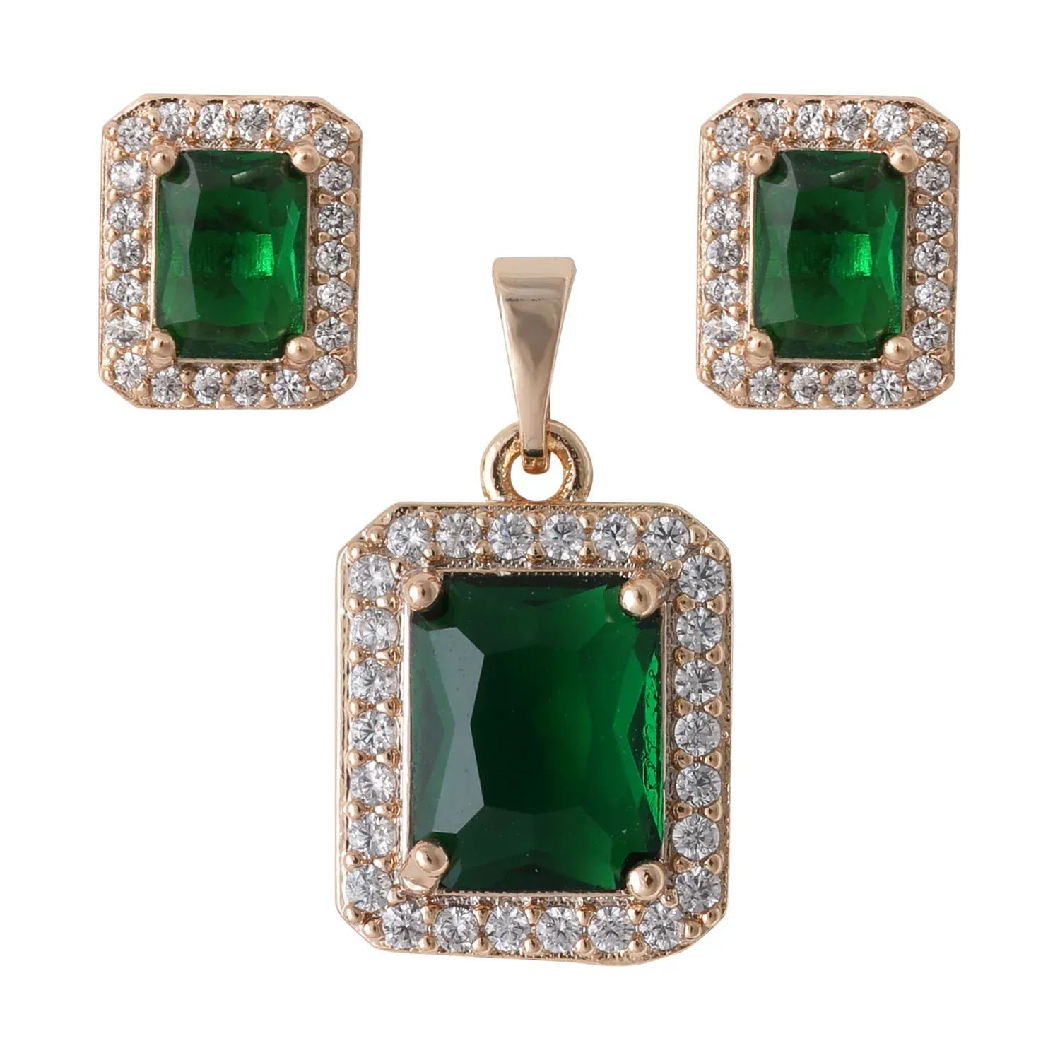 نیم ست زنانه با نگین زمردی و طرحی مجلسی و شیک