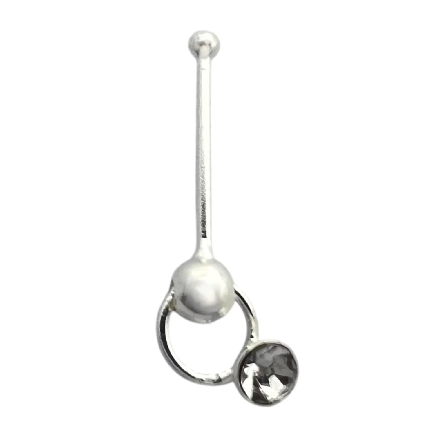 پیرسینگ بینی نقرهای با آویز نگین