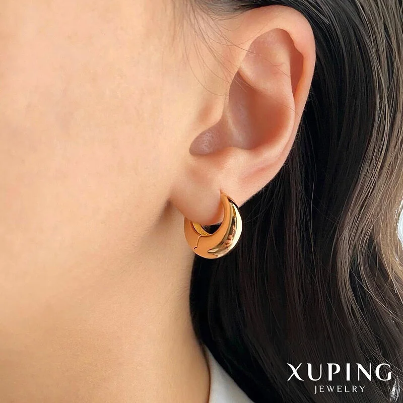 گوشواره حلقهای مدل نیمگرد با روکش طلایی ژوپینگ
