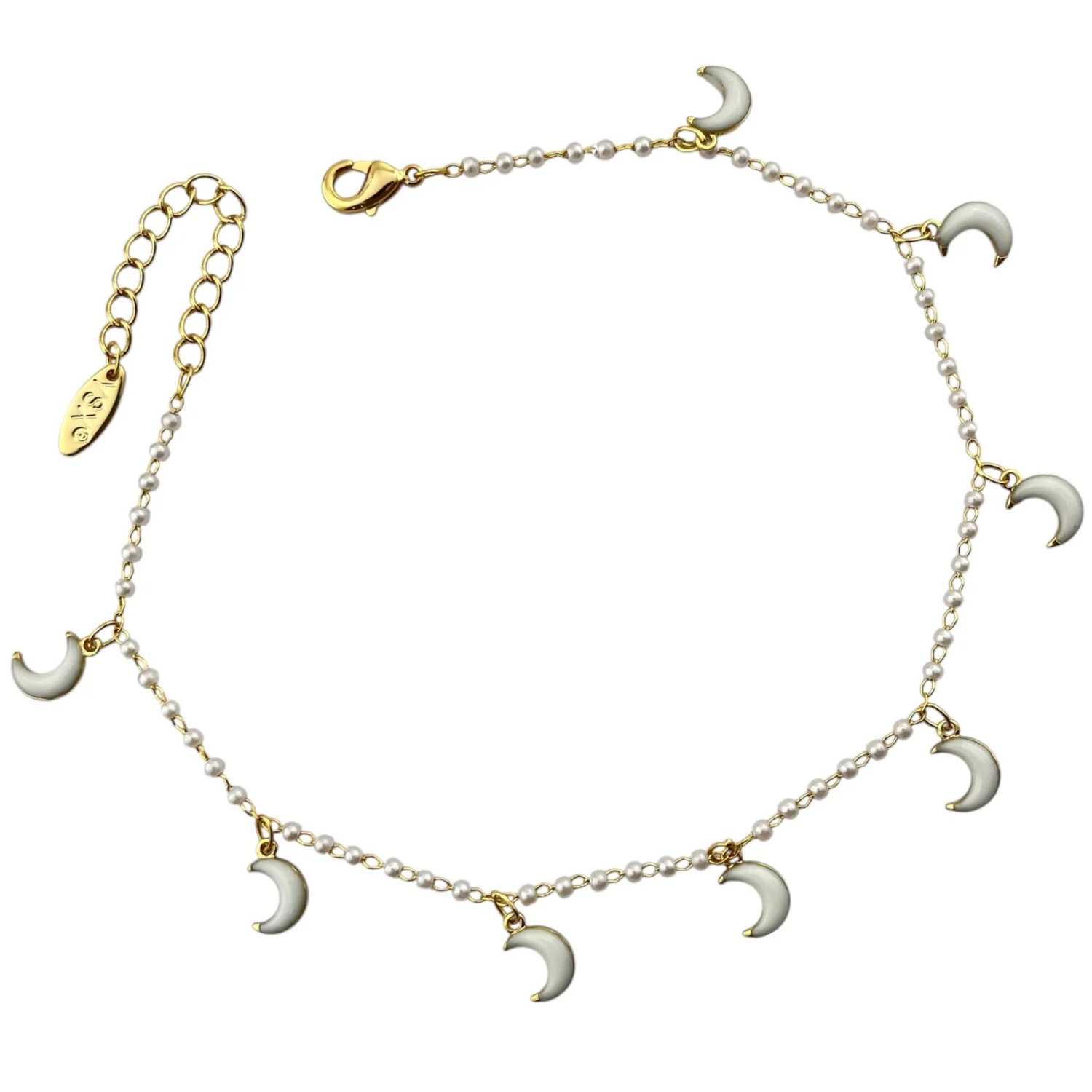 پابند ظریف زنانه با آویزهای ماه، جلوهای از لطافت و زیبایی