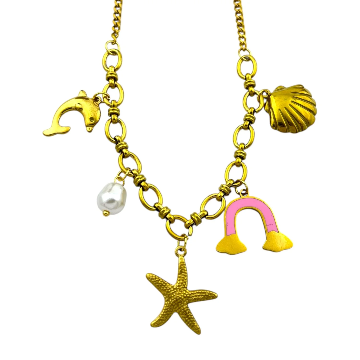 گردنبند زنانه طرح ستاره، صدف و دلفین، جدید و شیک