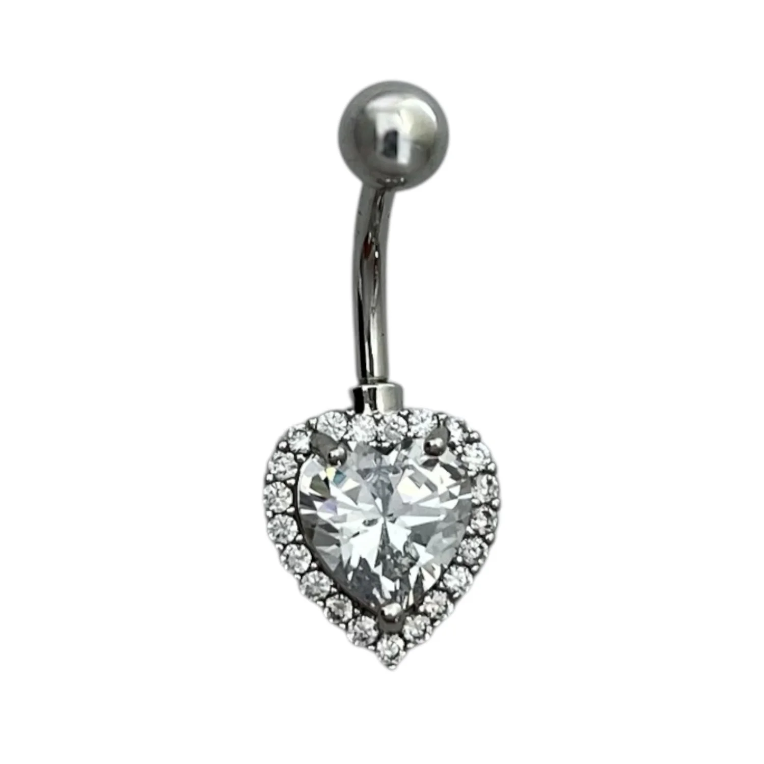 پیرسینگ ناف زنانه استیل طرح قلب نگیندار