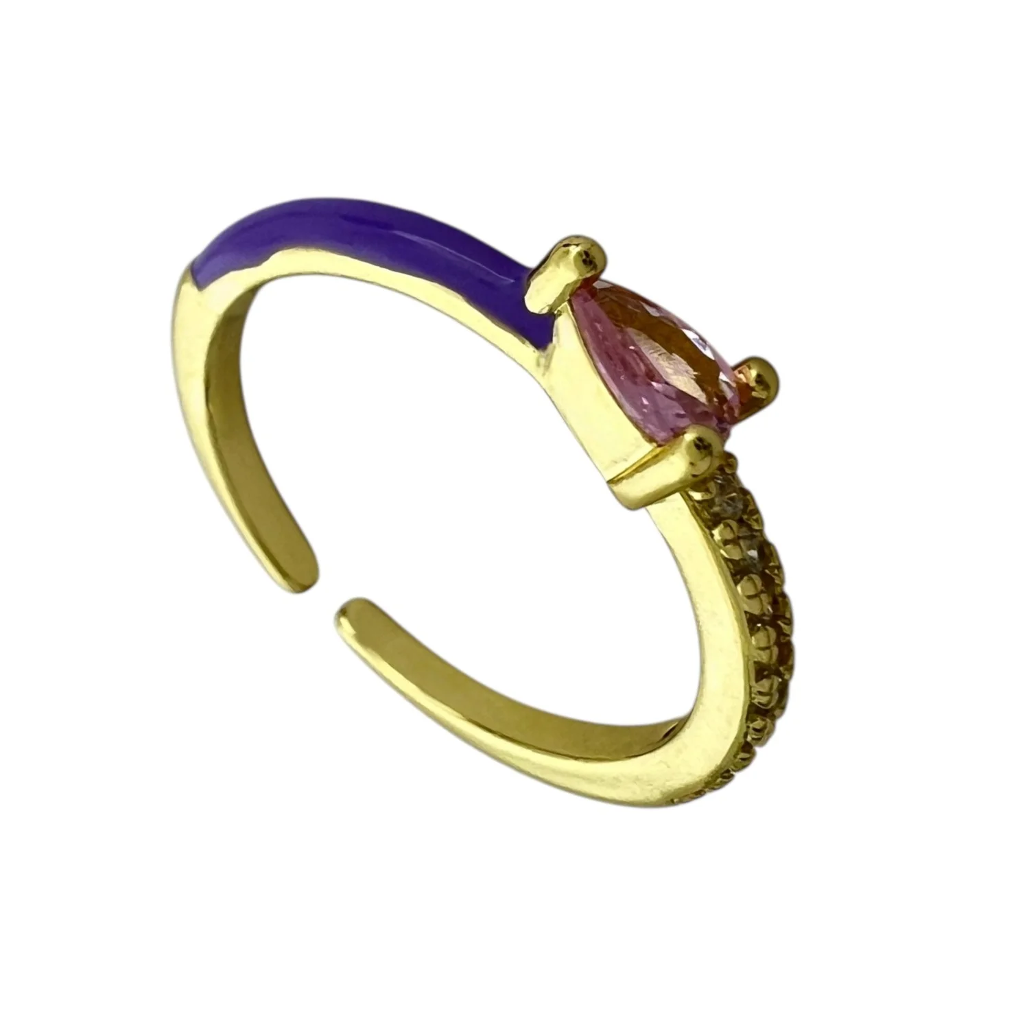 انگشتر زنانه با طرح میناکاری رنگی و نگین ظریف