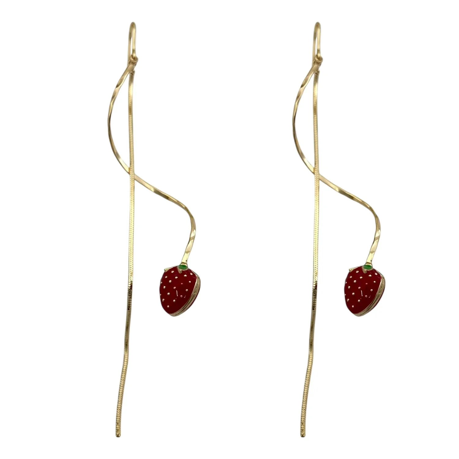 گوشواره زنانه آویزی طرح توت فرنگی ژوپینگ، ظریف و دوست‌داشتنی