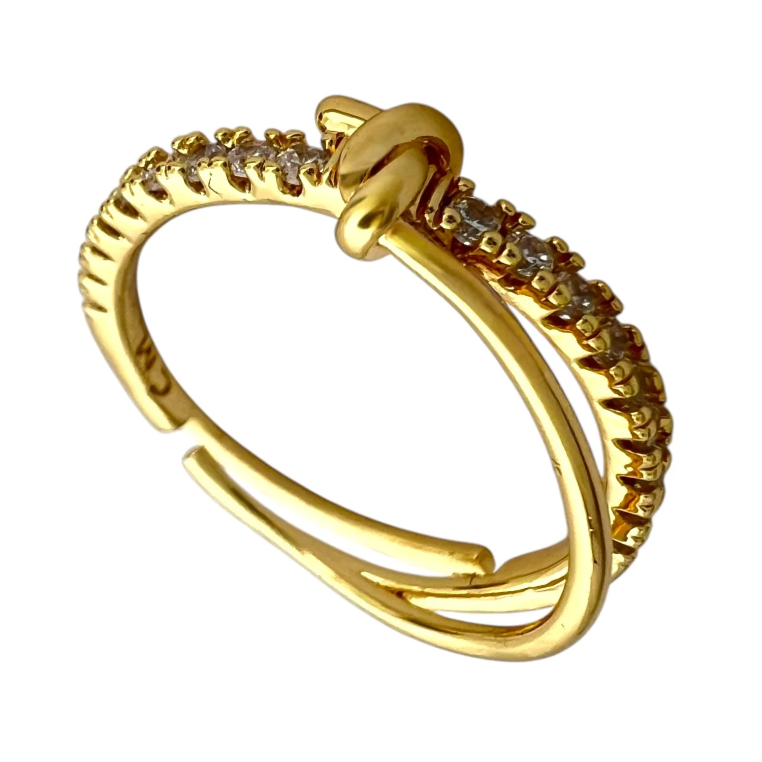 انگشتر زنانه طرح گره با نگین های ظریف و درخشان