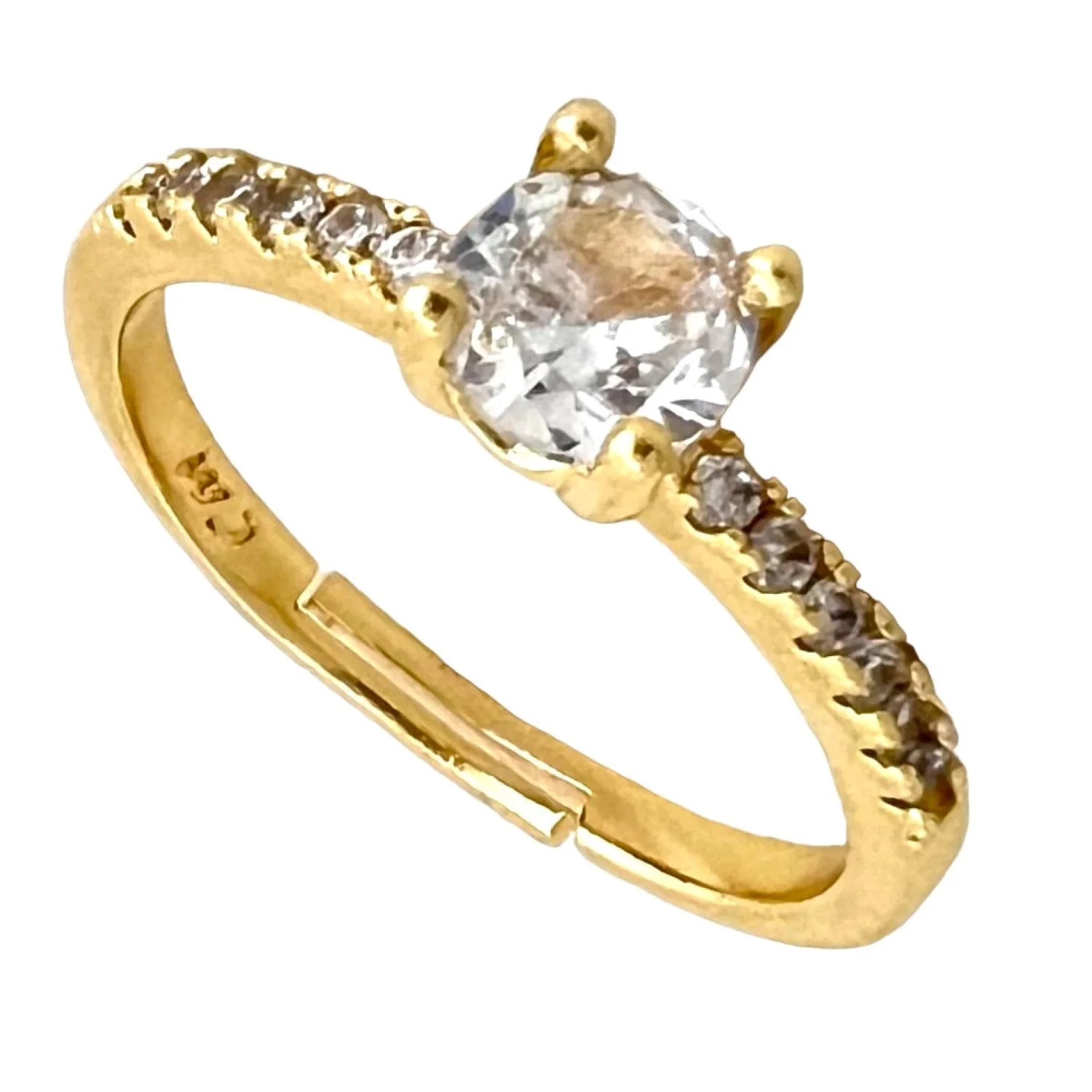 انگشتر زنانه ظریف با طرح تک نگین درخشان و نگین های ریز