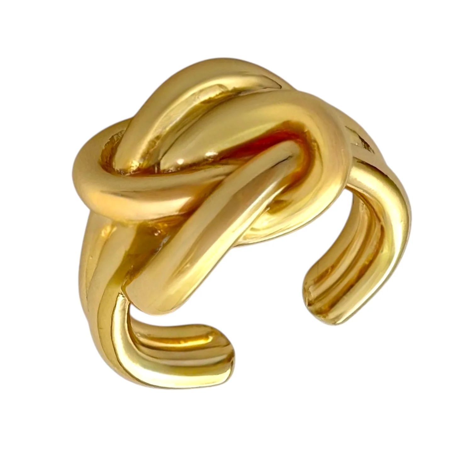 انگشتر زنانه با طرح گره مینیمال و روکش طلایی