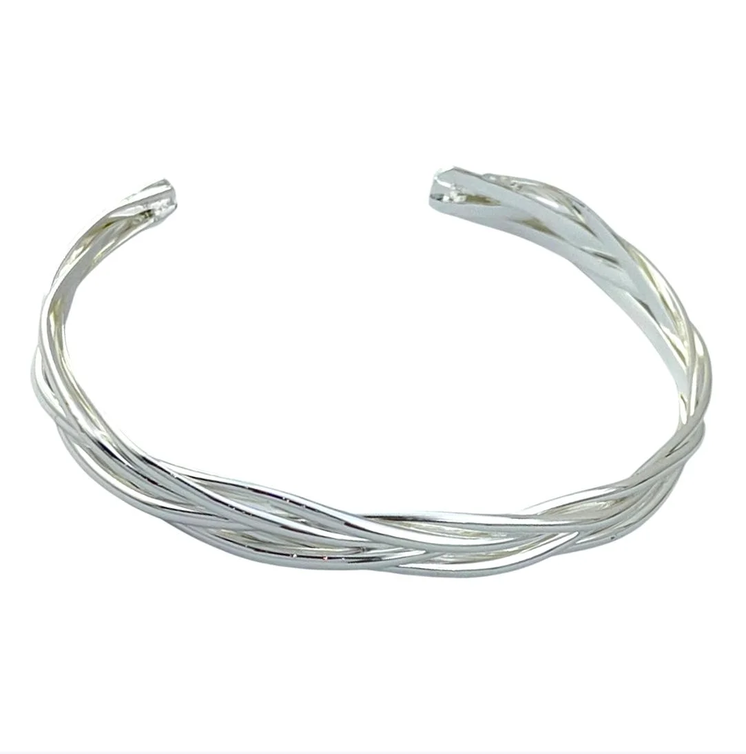 دستبند بنگل زنانه بافتدار استایل مینیمال