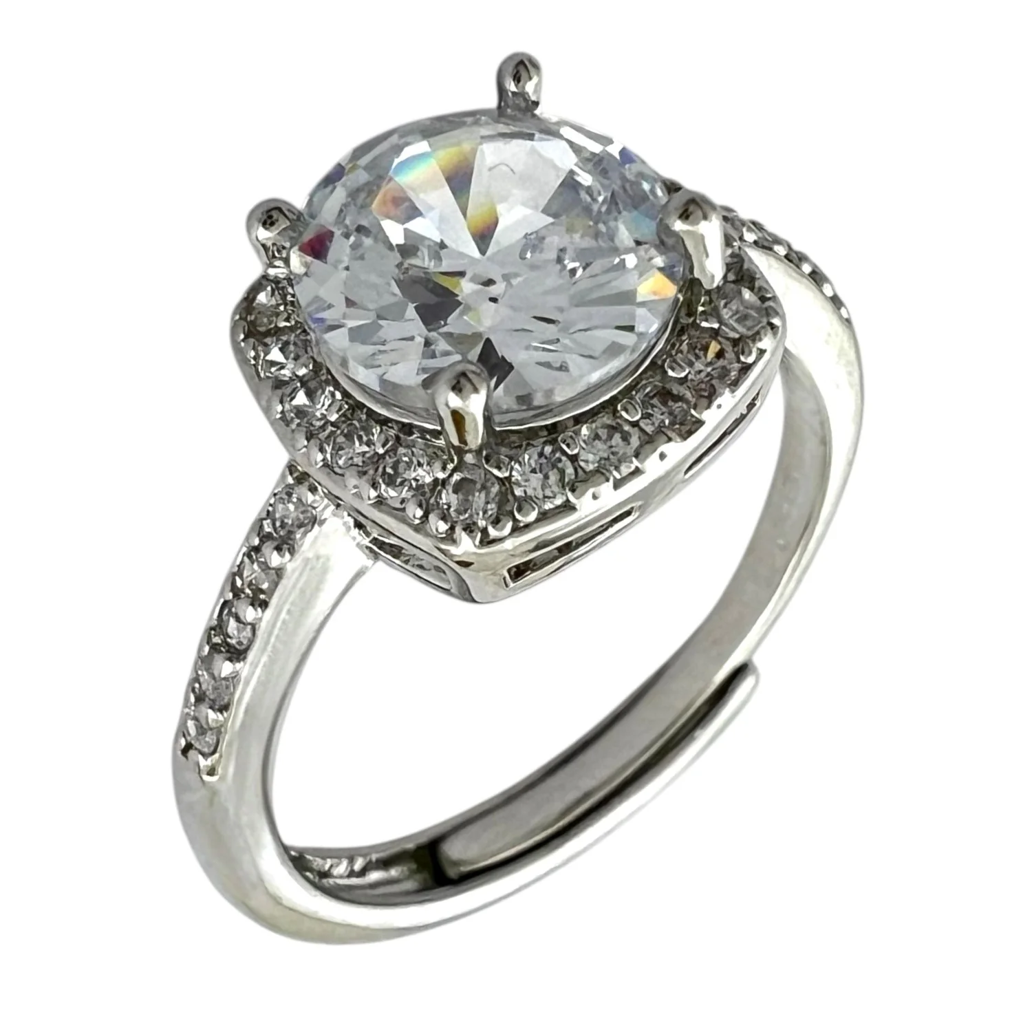 انگشتر زنانه مدل سولیتر طرح جواهری با نگین درخشان