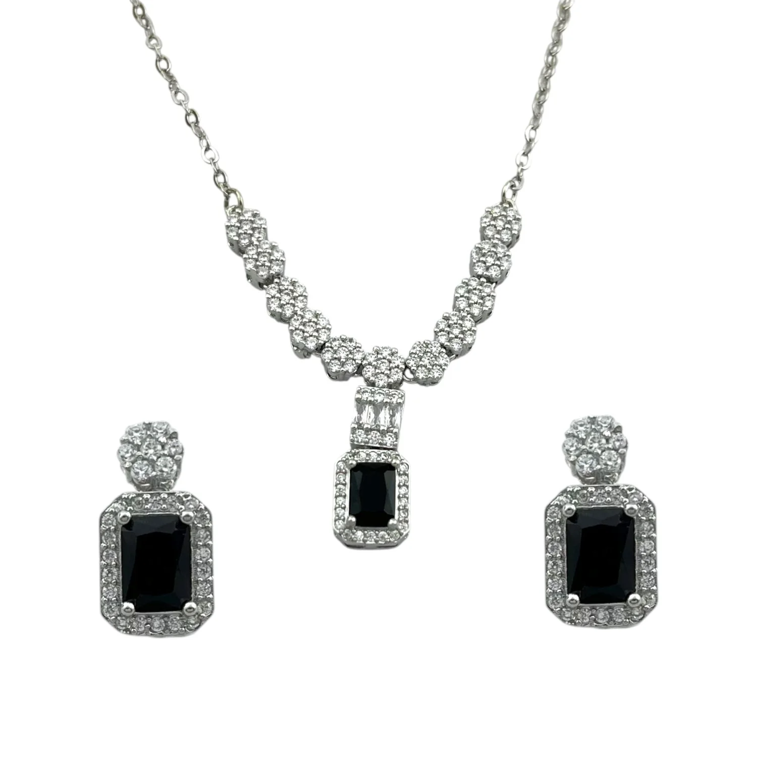 نیم ست زنانه جواهری با نگین مشکی شیک و خاص