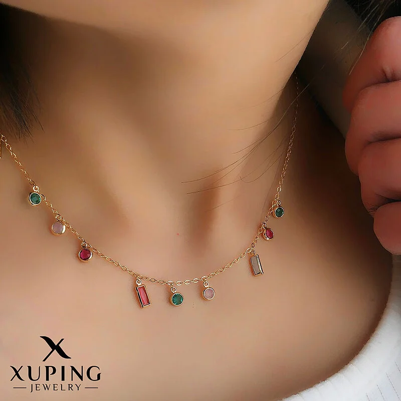 گردنبند آویزدار مولتی کالر ژوپینگ، درخشش رنگ‌ها با طراحی خاص Xuping